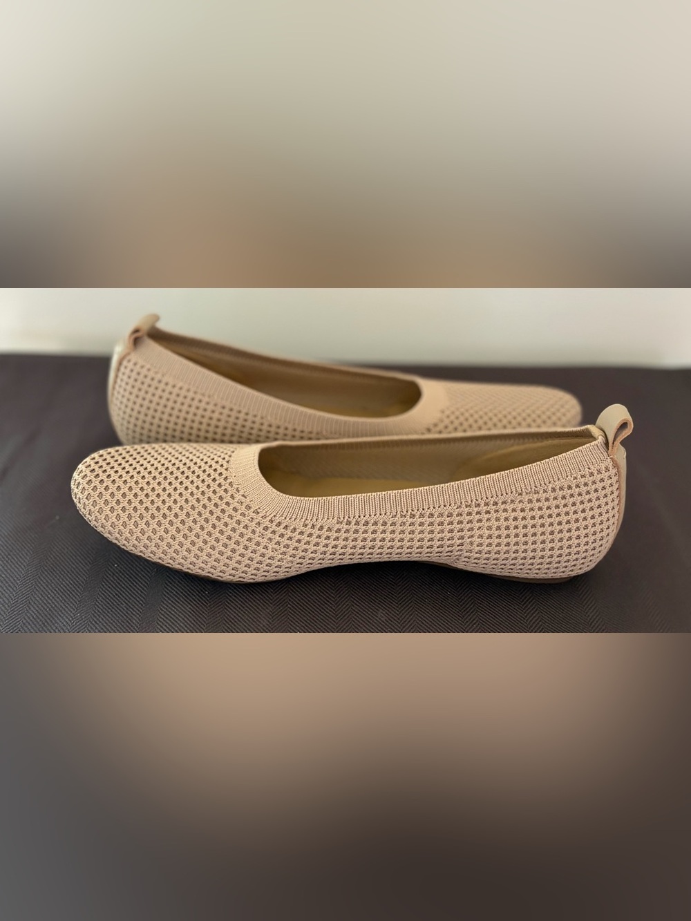 Vaneli Suvi Navy Beige Stretch Knit Ballet Flats 2142 Size 7.5 N Pristine - Picture 9 of 14